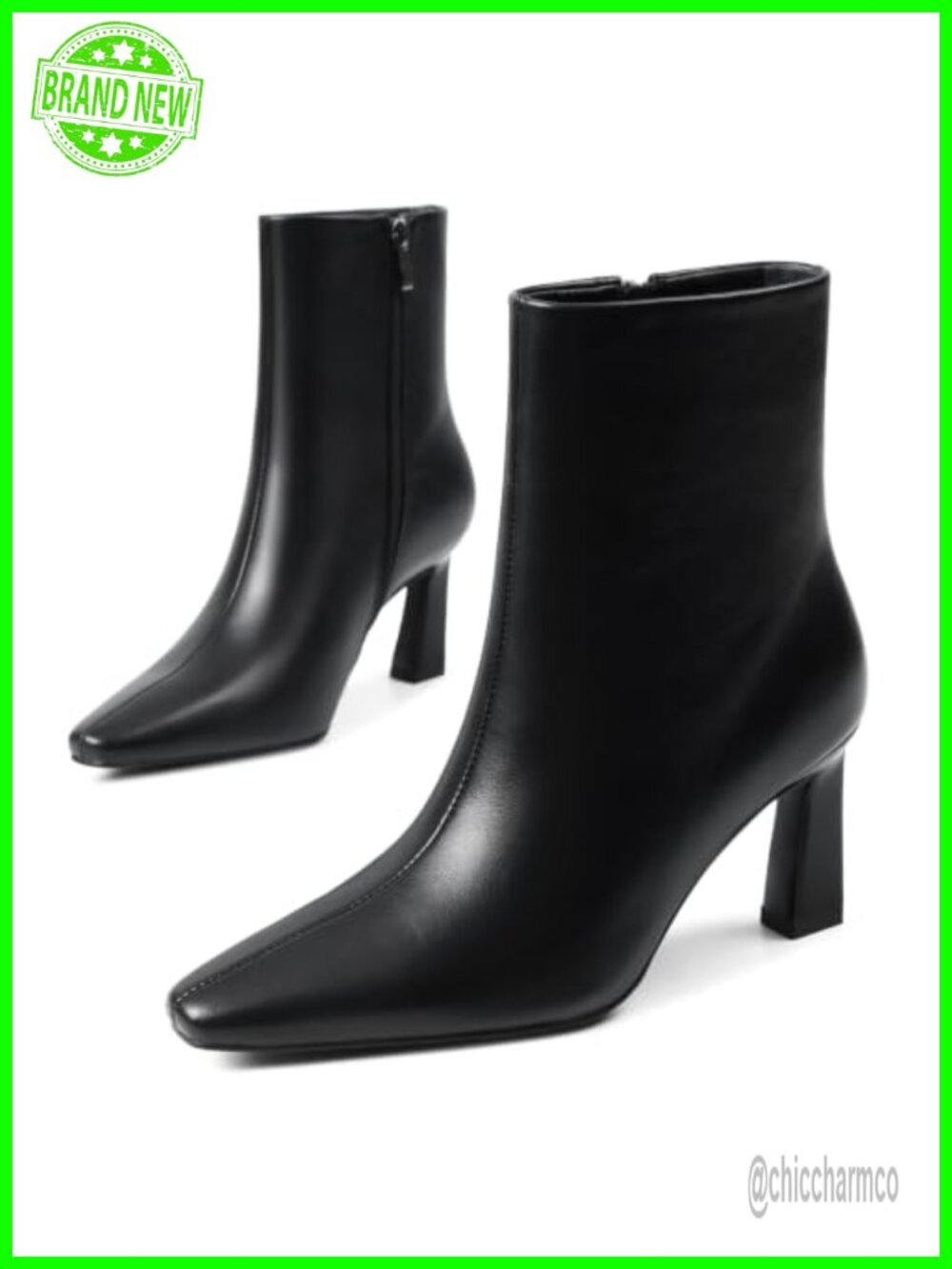 Faux Leather Kitten Heel Ankle Boots Side Zipper Pointed Toe Booties Women's